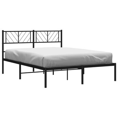 vidaXL Metal Bed Frame without Mattress with Headboard Black 120x200 cm