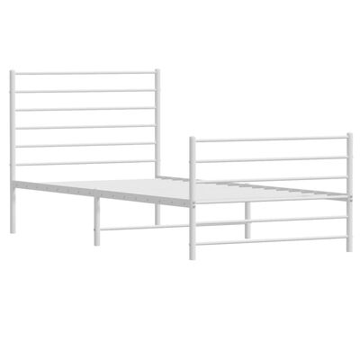 vidaXL Metal Bed Frame without Mattress with Footboard White 90x200 cm