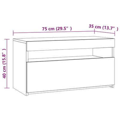 vidaXL TV Cabinet with LED Lights Concrete Grey 75x35x40 cm