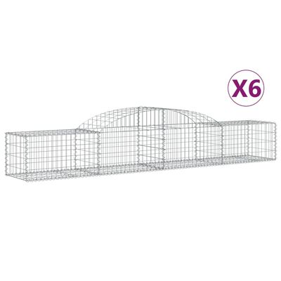 vidaXL Arched Gabion Baskets 6 pcs 300x50x40/60 cm Galvanised Iron