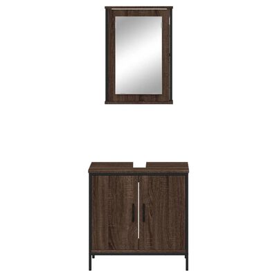 vidaXL 2 Piece Bathroom Furniture Set Brown Oak Engineered Wood