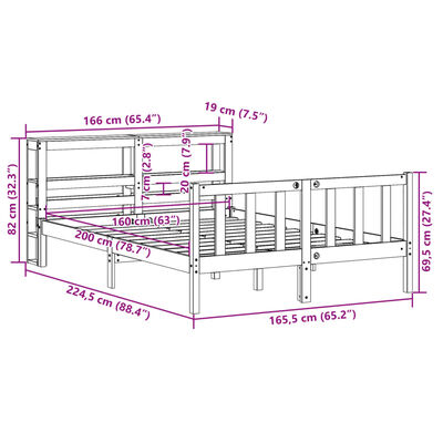 vidaXL Bed Frame without Mattress 160x200 cm Solid Wood Pine