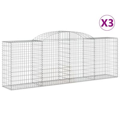 vidaXL Arched Gabion Baskets 3 pcs 300x50x100/120 cm Galvanised Iron