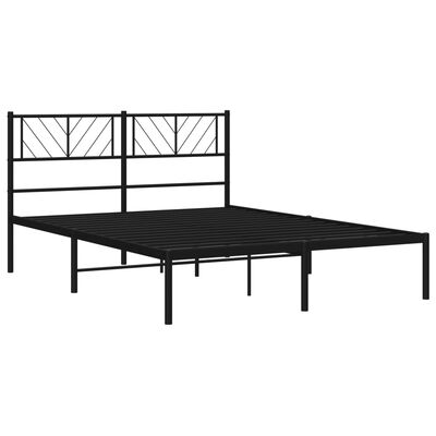 vidaXL Metal Bed Frame without Mattress with Headboard Black 120x200 cm