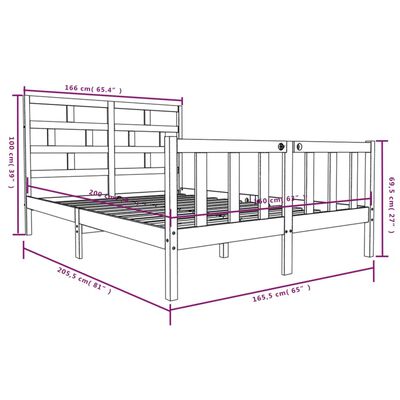 vidaXL Bed Frame without Mattress Solid Wood 160x200 cm (810092+814204)