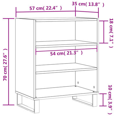 vidaXL Sideboard White 57x35x70 cm Engineered Wood