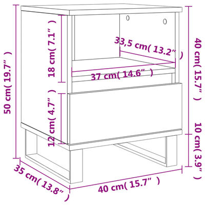 vidaXL Bedside Cabinets 2 pcs Black 40x35x50 cm Engineered Wood