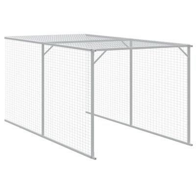 vidaXL Chicken Cage with Run Light Grey 117x609x123 cm Galvanised Steel