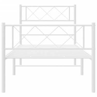 vidaXL Metal Bed Frame without Mattress with Footboard White 100x200 cm