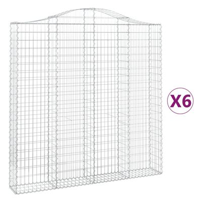 vidaXL Arched Gabion Baskets 6 pcs 200x30x200/220 cm Galvanised Iron