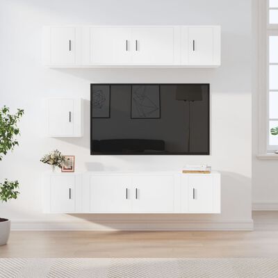 vidaXL 7 Piece TV Cabinet Set White Engineered Wood