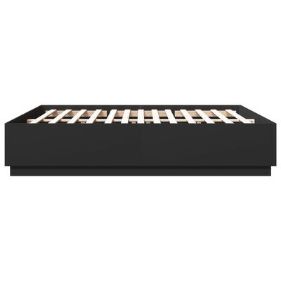 vidaXL Bed Frame with LED Lights Black 200x200 cm Engineered Wood