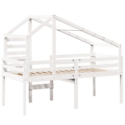 vidaXL High Sleeper Bed without Mattress White 75x190 cm Small Single Solid Wood Pine