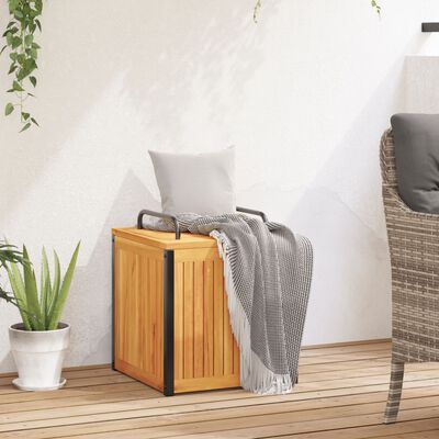 vidaXL Outdoor Cushion Box 45x45x45/53 cm Solid Wood Acacia and Steel