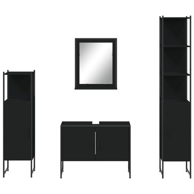 vidaXL 4 Piece Bathroom Cabinet Set Black Engineered Wood