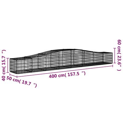 vidaXL Arched Gabion Baskets 4 pcs 400x50x40/60 cm Galvanised Iron