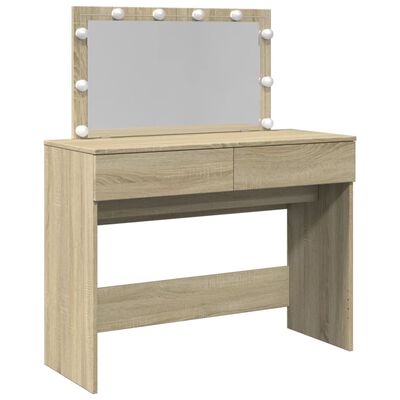 vidaXL Dressing Table with LED Sonoma Oak 100x40x120 cm