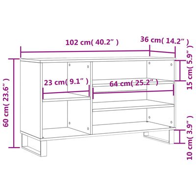 vidaXL Shoe Cabinet Brown Oak 102x36x60 cm Engineered Wood