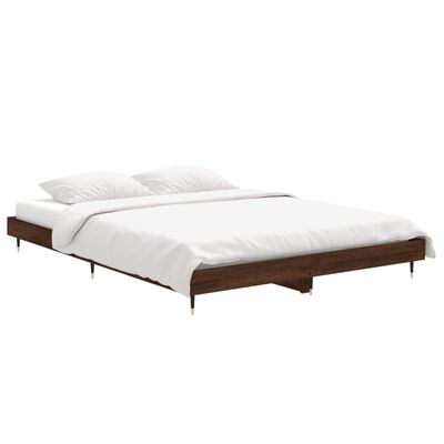 vidaXL Bed Frame without Mattress Brown Oak 135x190 cm Double Engineered Wood