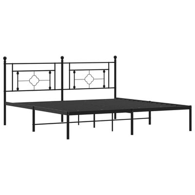 vidaXL Metal Bed Frame without Mattress with Headboard Black 183x213 cm