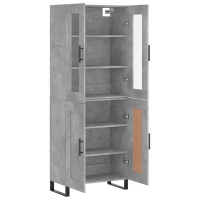 vidaXL Highboard Concrete Grey 69.5x34x180 cm Engineered Wood