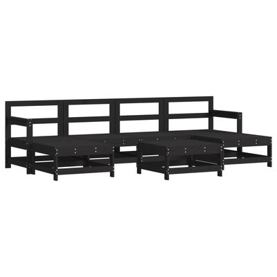 vidaXL 7 Piece Garden Lounge Set Black Solid Wood Pine