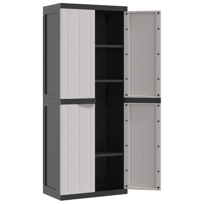 vidaXL Outdoor Storage Cabinet Grey and Black 65x37x165 cm PP