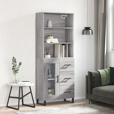 vidaXL Highboard Grey Sonoma 69.5x34x180 cm Engineered Wood