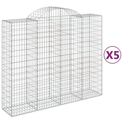 vidaXL Arched Gabion Baskets 5 pcs 200x50x160/180 cm Galvanised Iron