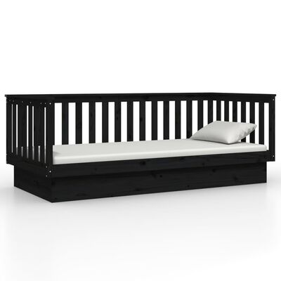 vidaXL Day Bed without Mattress Black 100x200 cm Solid Wood Pine