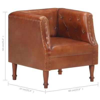 vidaXL Armchair Brown Real Leather