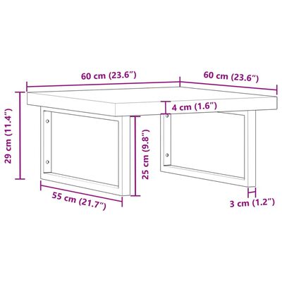 vidaXL Basin Shelf Wall Mounted Steel and Solid Wood Acacia