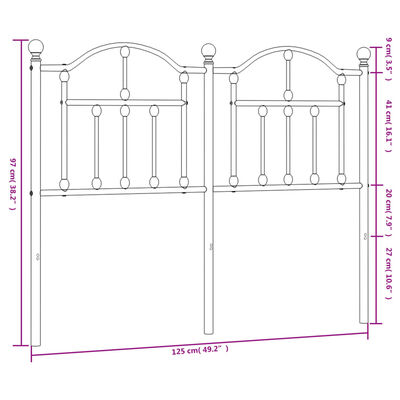 vidaXL Metal Headboard White 120 cm