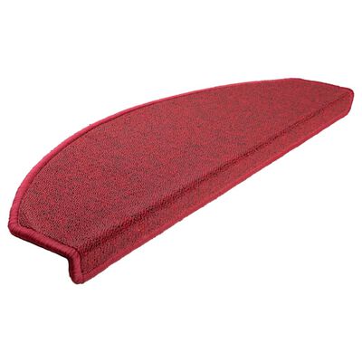 vidaXL Carpet Stair Treads 15 pcs Bordeaux Red 65x24x4 cm