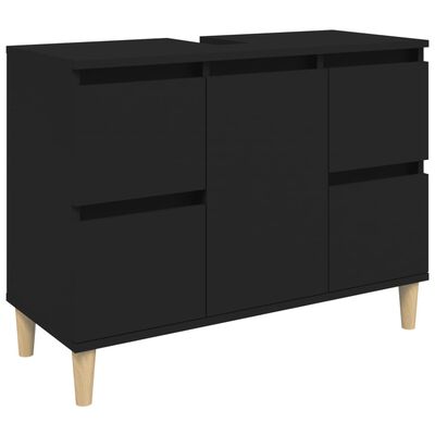 vidaXL Sink Cabinet Black 80x33x60 cm Engineered Wood