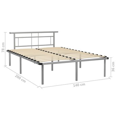 vidaXL Bed Frame without Mattress Grey Metal 140x200 cm