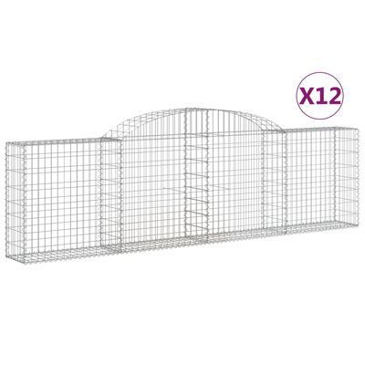 vidaXL Arched Gabion Baskets 12 pcs 300x30x80/100 cm Galvanised Iron