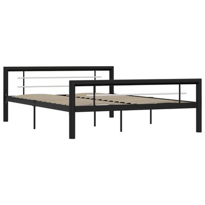 vidaXL Bed Frame without Mattress Black and White Metal 160x200 cm