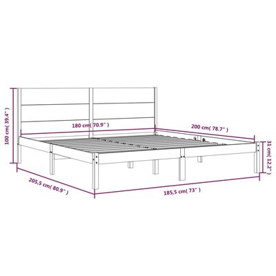 vidaXL Bed Frame without Mattress White 180x200 cm Super King Solid Wood