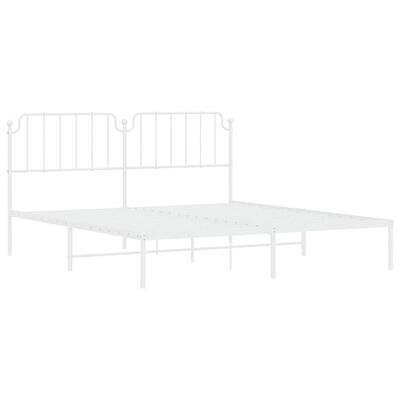 vidaXL Metal Bed Frame without Mattress with Headboard White 183x213 cm