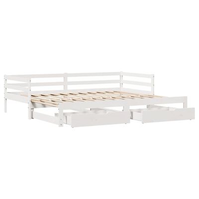 vidaXL Daybed with Trundle and Drawers without Mattress White 80x200 cm