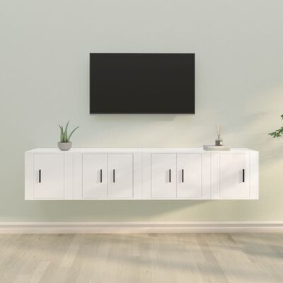 vidaXL 4 Piece TV Cabinet Set High Gloss White Engineered Wood