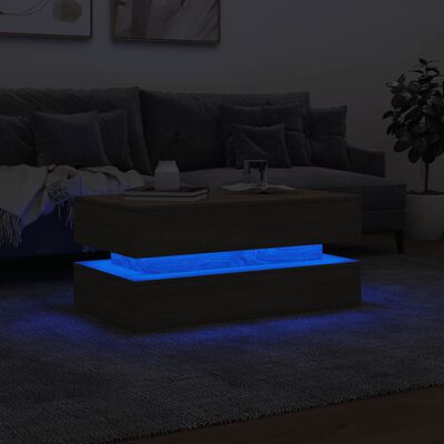 vidaXL Coffee Table with LED Lights Sonoma Oak 90x50x40 cm