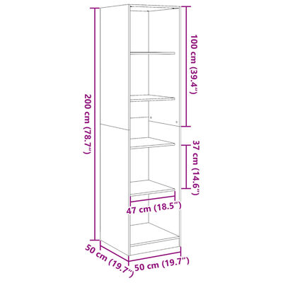 vidaXL Wardrobe Black 50x50x200 cm Engineered Wood