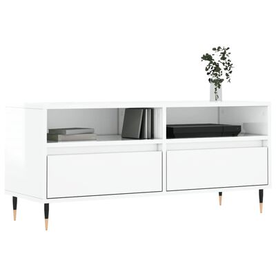 vidaXL TV Cabinet High Gloss White 100x34.5x44.5 cm Engineered Wood