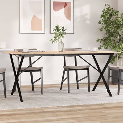 vidaXL Dining Table X-Frame 180x90x75 cm Solid Wood Pine and Cast Iron