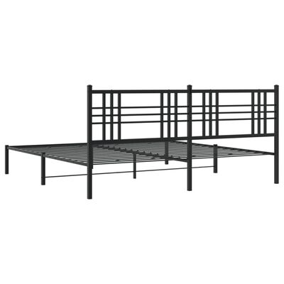 vidaXL Metal Bed Frame without Mattress with Headboard Black 193x203 cm