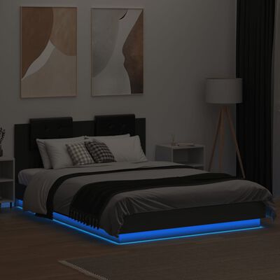 vidaXL Bed Frame with LED without Mattress Black 140x200 cm