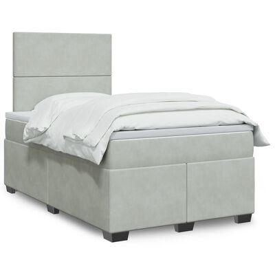 vidaXL Box Spring Bed with Mattress Light Grey 120x190 cm Small Double Velvet