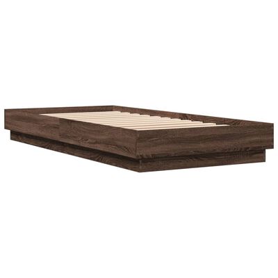 vidaXL Bed Frame without Mattress with LED Lights Brown Oak 100x200 cm